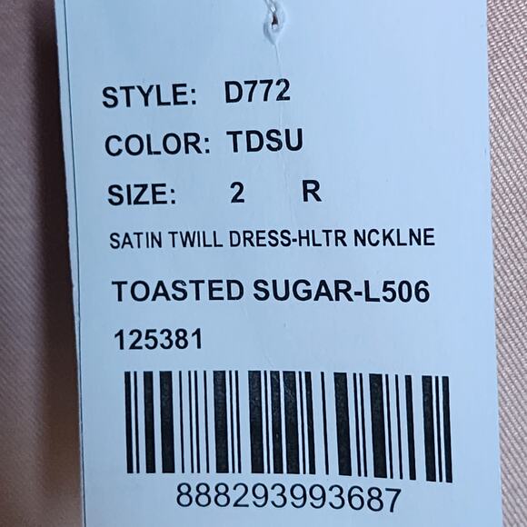 Alfred Sung D772 Toasted Sugar High Neck Cutout Back Satin Pockets Maxi Dress 2 - Picture 7 of 7